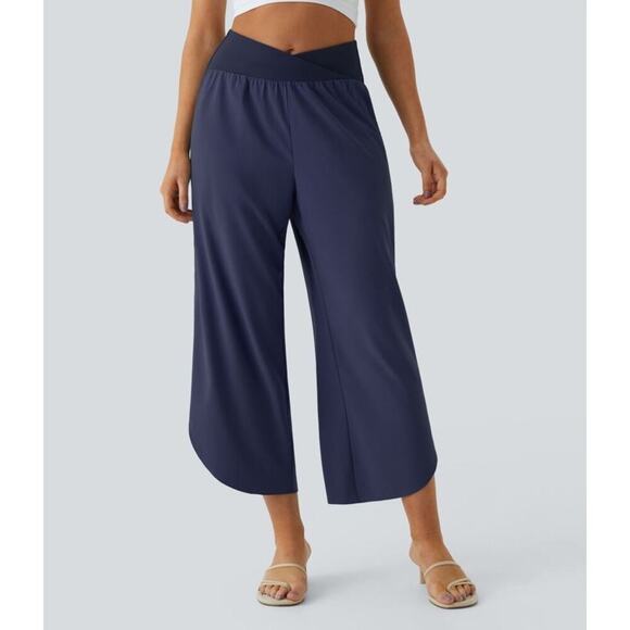 Halara Breezeful High Waisted Crossover Resort Pants Navy Blue Size Medium NEW - Picture 3 of 16